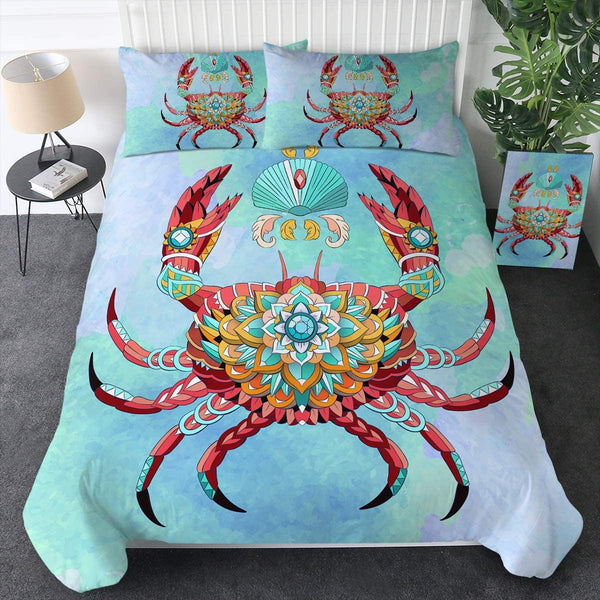 Crab Print Pattern Duvet Cover Bedding Set