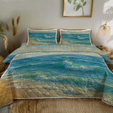 Ocean Painting Quilted Coverlet - Lightweight, Breathable and Super Soft