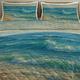 Ocean Painting Quilted Coverlet - Lightweight, Breathable and Super Soft