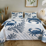 Sea Crab Wonders Quilted Coverlet - Lightweight, Breathable and Super Soft