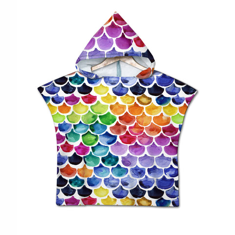 Mermaid Scales Quick-Dry Hooded Poncho Towel