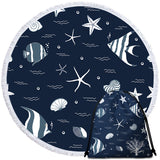 Blue Ocean Round Beach Towel