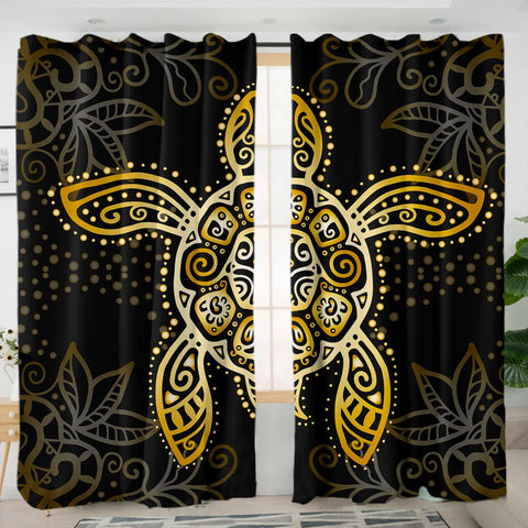 The Golden Sea Turtle Blackout Curtains