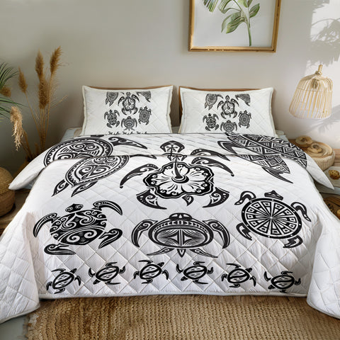 Pacific Turtle Dance Quilted Coverlet - Lightweight, Breathable and Super Soft