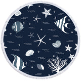 Blue Ocean Round Beach Towel