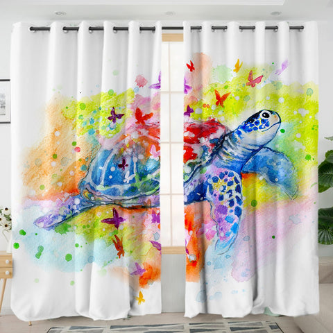 Sea Turtle Splash Blackout Curtains