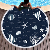 Blue Ocean Round Beach Towel