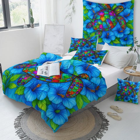Hibiscus Sea Turtle Quilt Cover Set