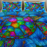 Hibiscus Sea Turtle Quilted Coverlet - Lightweight, Breathable and Super Soft