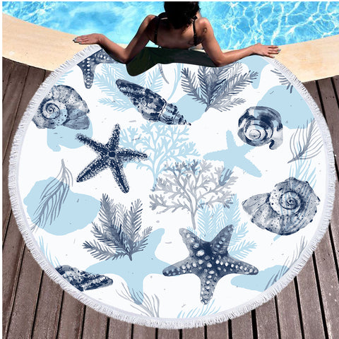 Ocean Blues Round Beach Towel