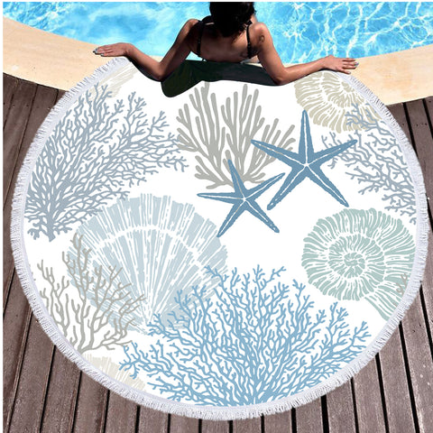 Coastal Coral Round Beach Towel