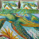 Jungle Sea Turtle Quilted Coverlet - Lightweight, Breathable and Super Soft