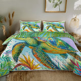 Jungle Sea Turtle Quilted Coverlet - Lightweight, Breathable and Super Soft