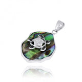 Abalone Shell Pendant with Turtle and Black Spinel