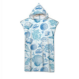 Blue Seashells Quick-Dry Hooded Poncho Towel