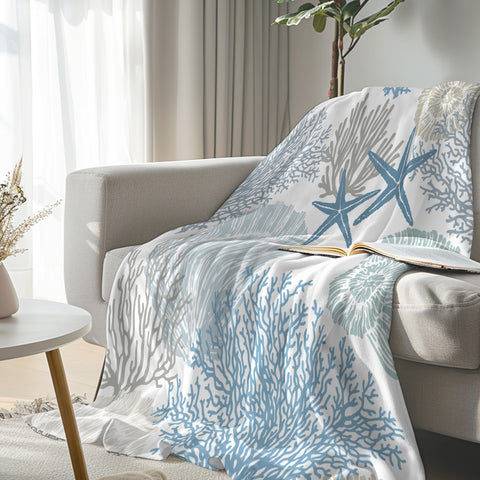 Coastal Coral Flannel Fleece Blanket