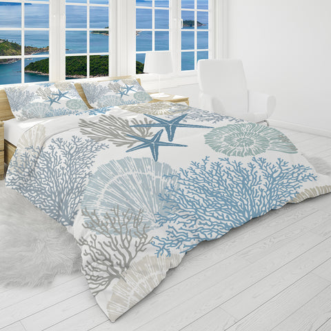 Coastal Coral Reversible Bed Cover Set