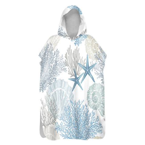 Coastal Coral Sand-Free Surf Poncho, Warm, Windproof, Changing Towel Hoodie