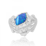 Conch Shell Ring with Blue Opal