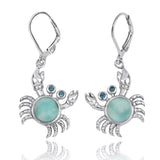 Crab Earrings with Larimar and London Blue Topaz