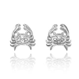 Crab Stud Earrings with White Topaz