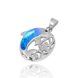 Dolphin Pendant with Blue Opal