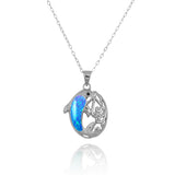 Dolphin Pendant with Blue Opal