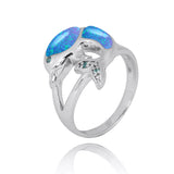 Dolphin Ring with Blue Opal, London Blue Topaz and Swiss Blue Topaz