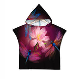Dragonflies and Lotus Quick-Dry Hooded Poncho Towel