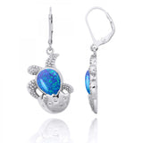 Egg and Turtle with Blue Opal Lever Back Earrings