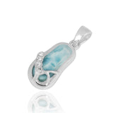 Flip Flop with Larimar and Crystal Pendant Necklace