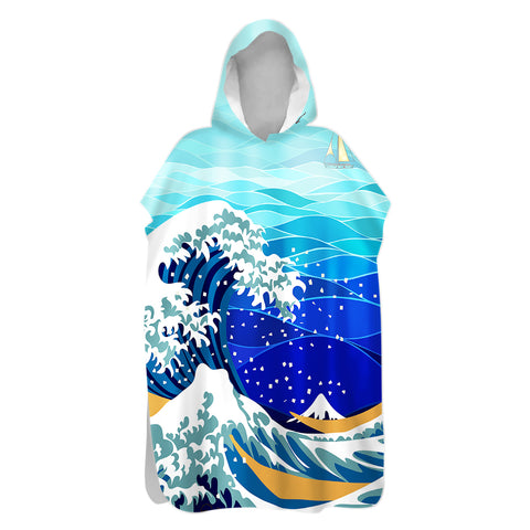 Great Wave Sand-Free Surf Poncho, Warm, Windproof, Changing Towel Hoodie