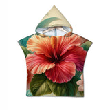 Hibiscus Flower Quick-Dry Hooded Poncho Towel