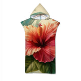 Hibiscus Flower Quick-Dry Hooded Poncho Towel