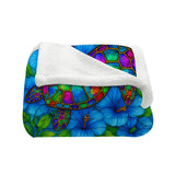 Hibiscus Sea Turtle Soft Sherpa Blanket