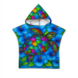 Hibiscus Sea Turtle Quick-Dry Hooded Poncho Towel