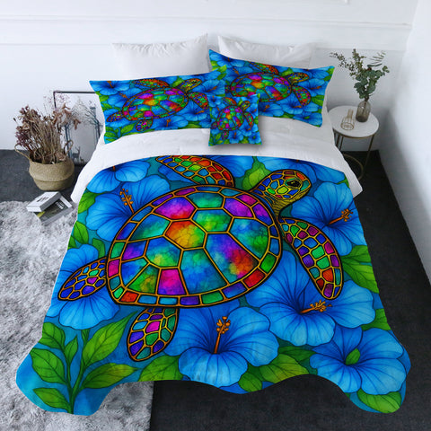 Hibiscus Sea Turtle Quilt Set