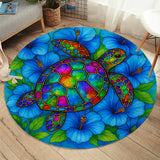 Hibiscus Sea Turtle Round Rug