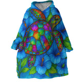 Hibiscus Sea Turtle Wearable Blanket Hoodie