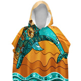Jumping Dolphin Sand-Free Surf Poncho, Warm, Windproof, Changing Towel Hoodie