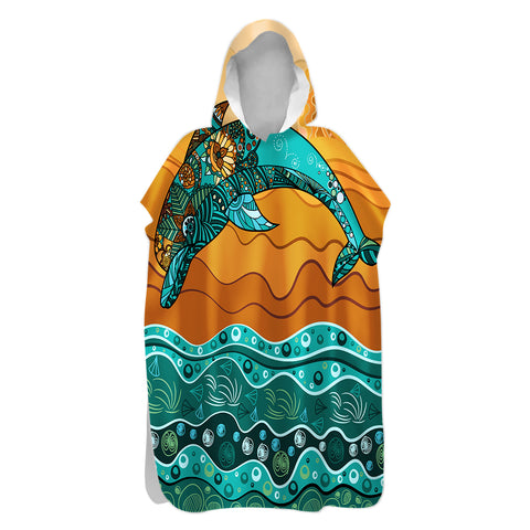 Jumping Dolphin Sand-Free Surf Poncho, Warm, Windproof, Changing Towel Hoodie