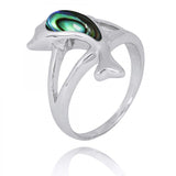 Jumping Dolphin Ring with Abalone shell