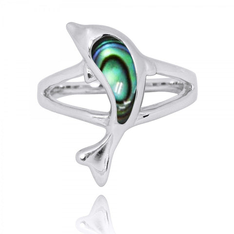 Jumping Dolphin Ring with Abalone shell