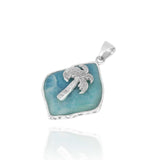 Larimar Palm Tree Pendant Necklace