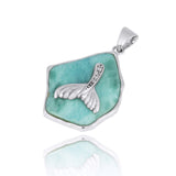 Larimar Pendant with Whale Tail and White CZ