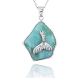 Larimar Pendant with Whale Tail and White CZ