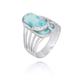 Larimar Sandal Ring with White CZ