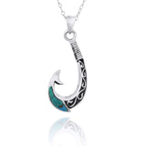 Maori Fishhook Pendant with Compressed Turquoise