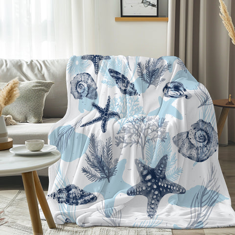 Ocean Blues Flannel Fleece Blanket
