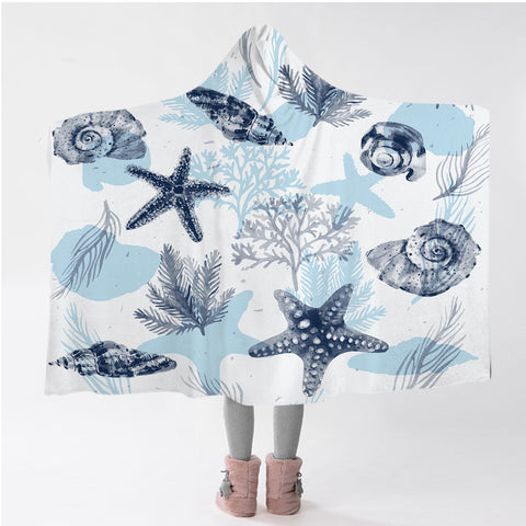Ocean Blues Hooded Blanket